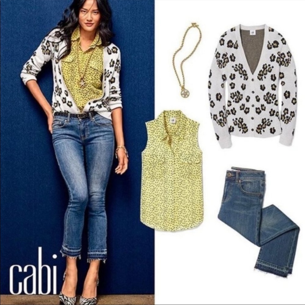 CAbi yellow and Black sleeveless shirt